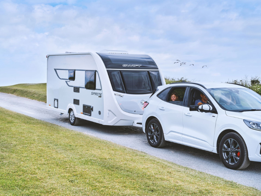 Touring caravan ready for a road trip