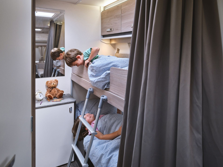 Touring caravan interior and living space